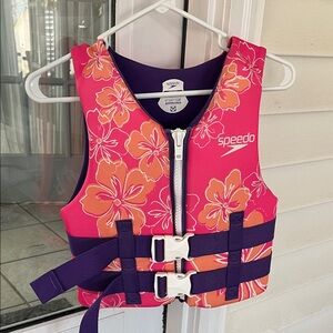 Speedo Kids Floral Swim Vest - Pink and Orange
